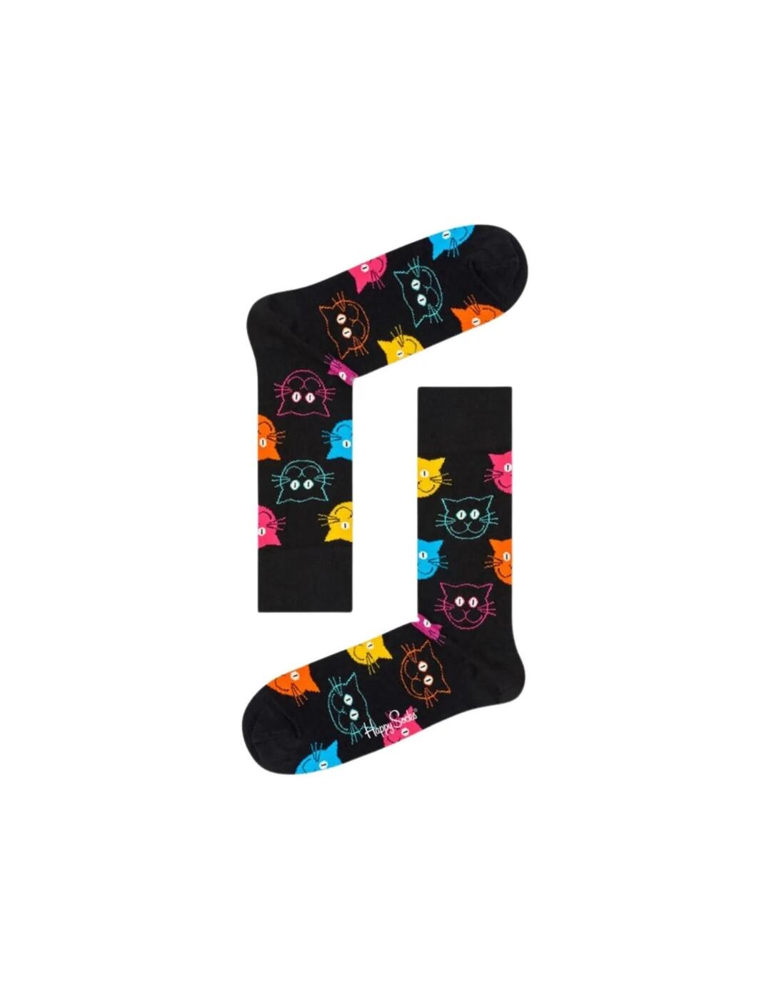 MJA01-9001 Happy Socks Cat Socks - MJA01-9001 Black