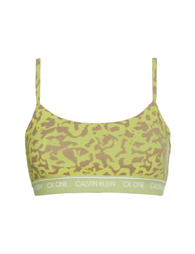 Calvin Klein CK One Cotton Bralette Bra Top Dart Frog Print Cyber Green