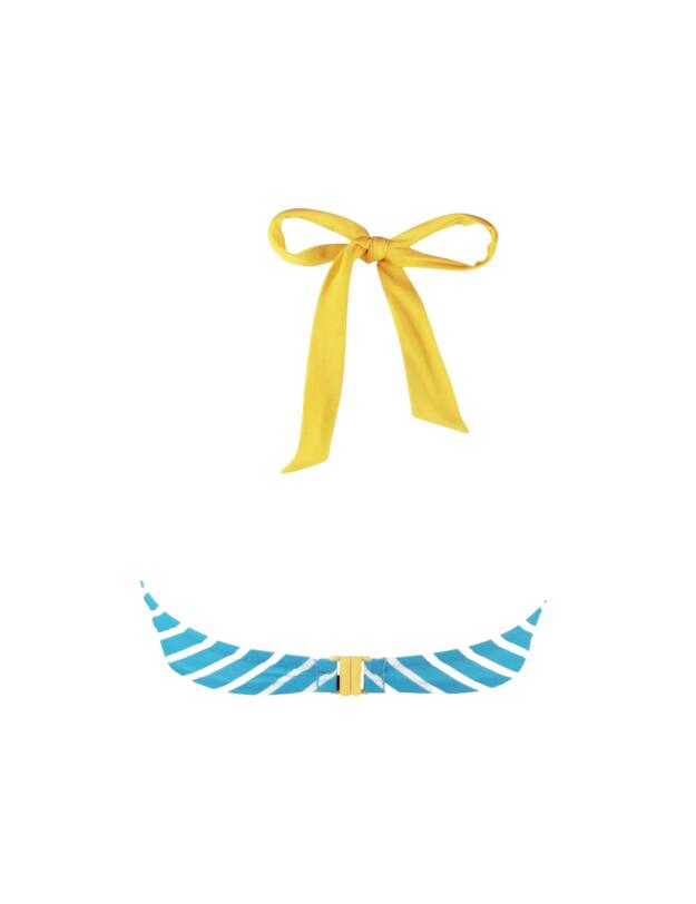 Pour Moi Starboard Padded Halter Underwired Stripe Top Turquoise/Lemon