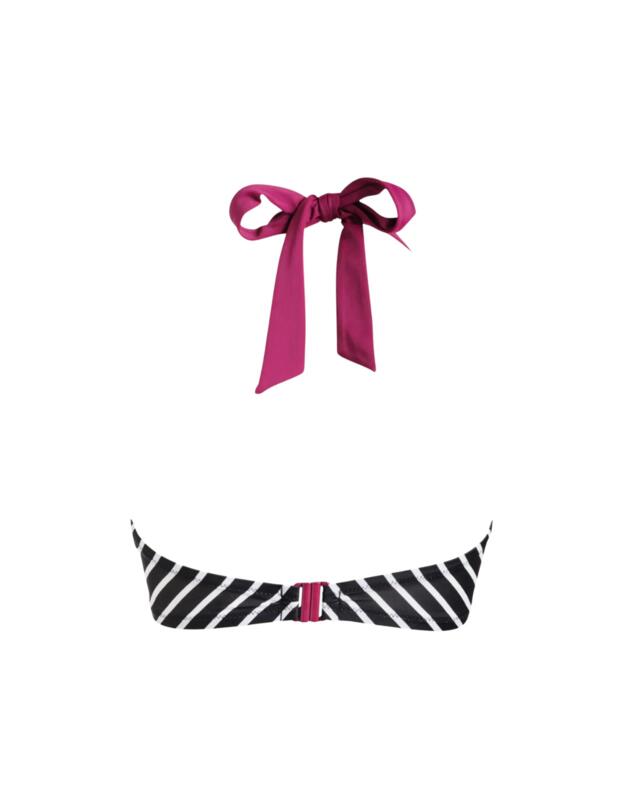 Pour Moi Starboard Padded Halter Underwired Stripe Top Black/Purple