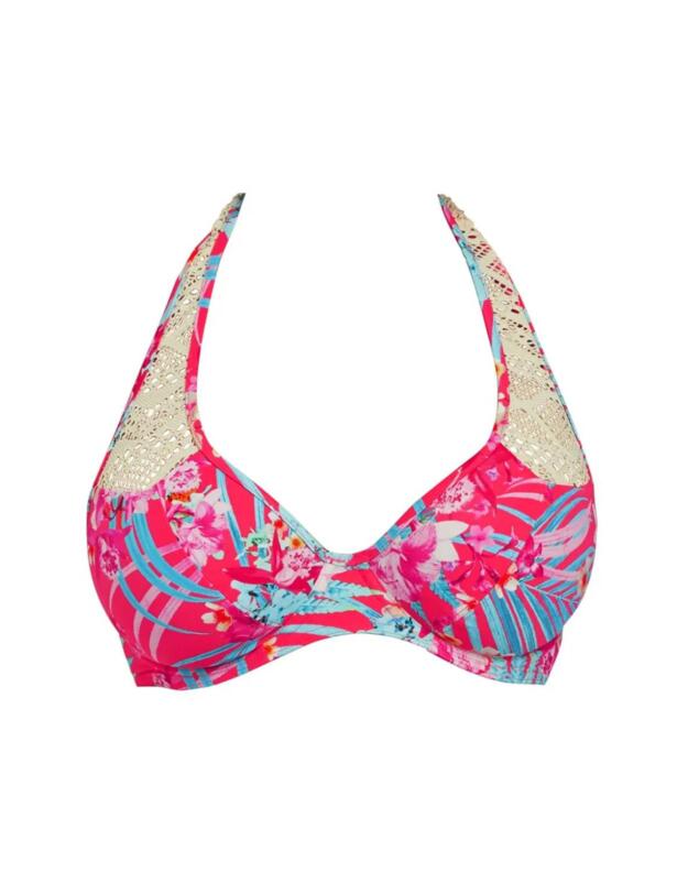 Freya Wild Sun Crochet Banded Halter Bikini Top Tropical Punch