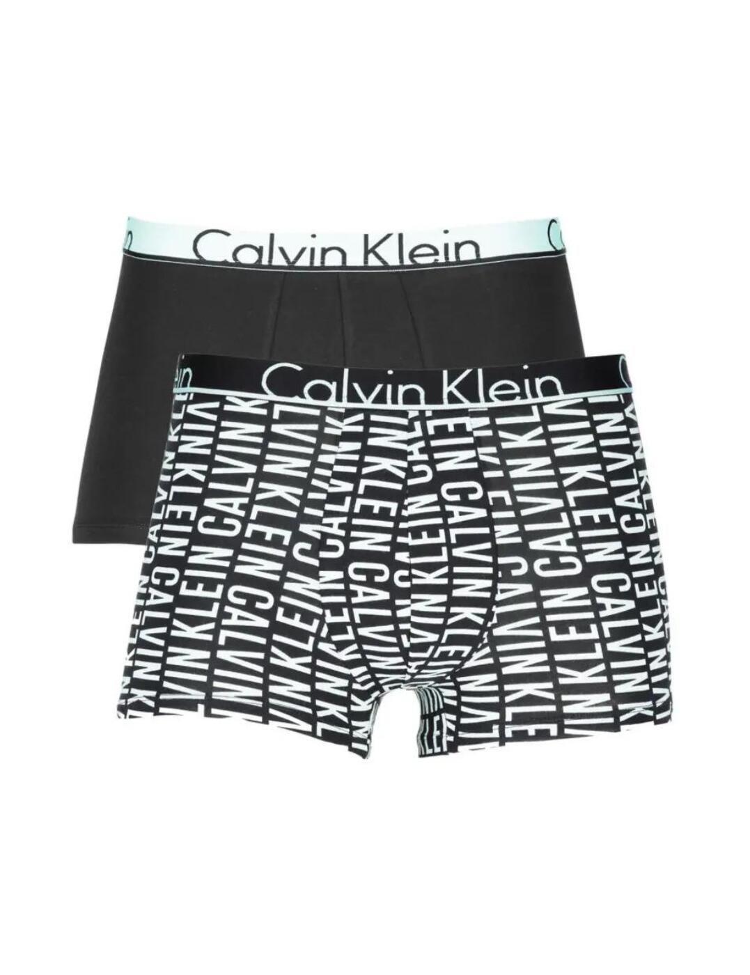 alvin Klein Modern Cotton Mens 2 Pack Briefs Reversed Logo Print Keppel/Black Solid