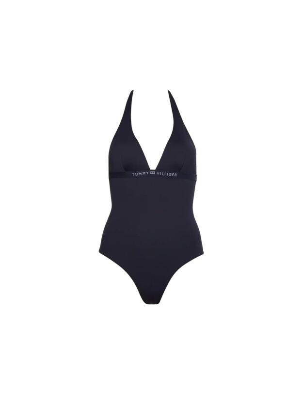 Tommy Hilfiger Core Solid Logo WB Halterneck One Piece Desert Sky