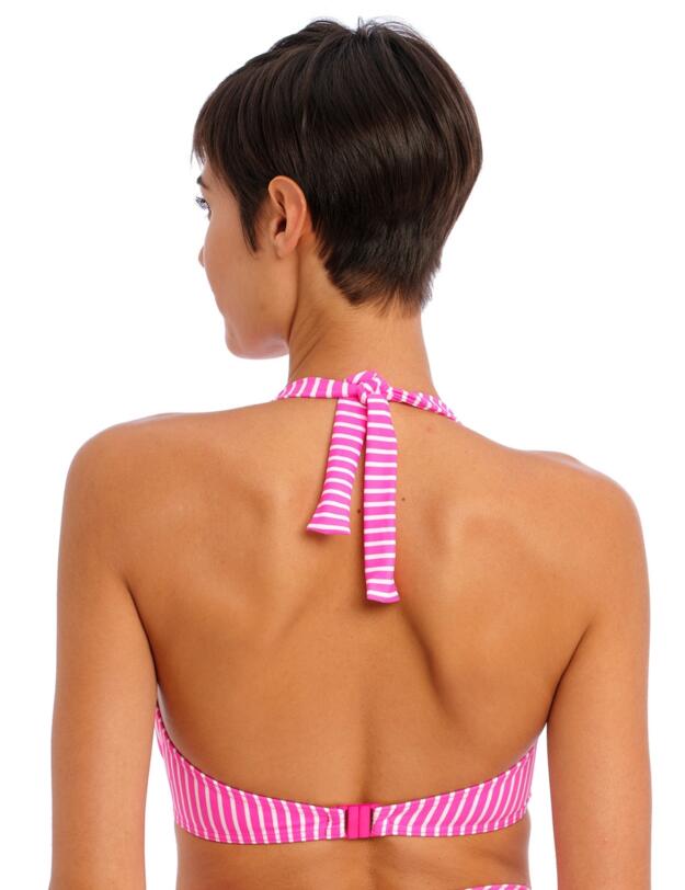 Freya Jewel Cove Underwired Halterneck Bikini Top Stripe Raspberry