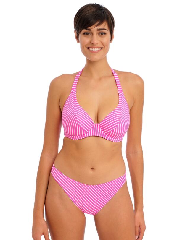 Freya Jewel Cove High Leg Bikini Brief Stripe Raspberry