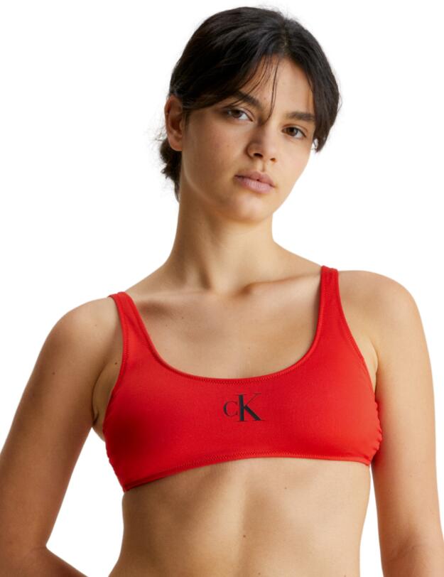 Calvin Klein CK Monogram Bralette Bikini Top Cajun Red