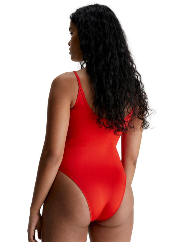 Calvin Klein CK Monogram Scoop Back One Piece Cajun Red 