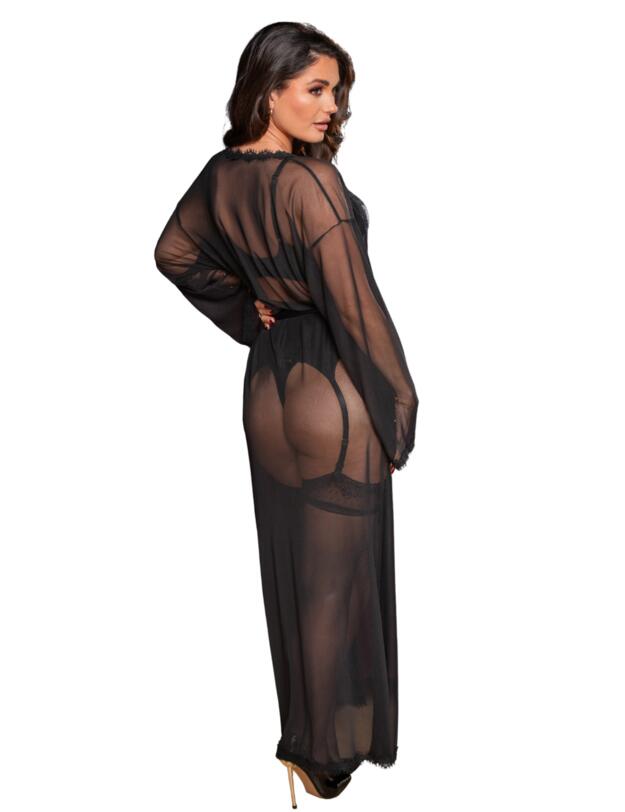 Pour Moi For Your Eyes Only Mesh And Lace Maxi Gown Black