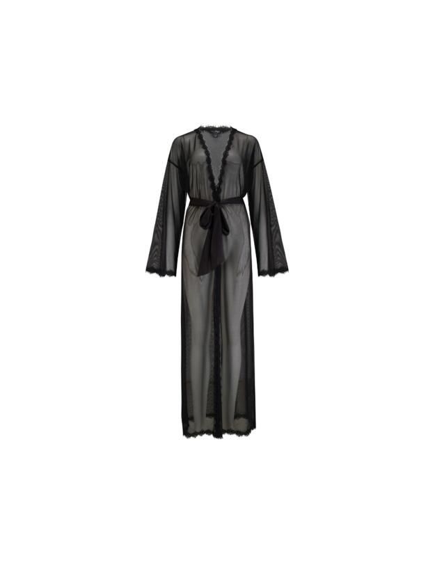 Pour Moi For Your Eyes Only Mesh And Lace Maxi Gown Black
