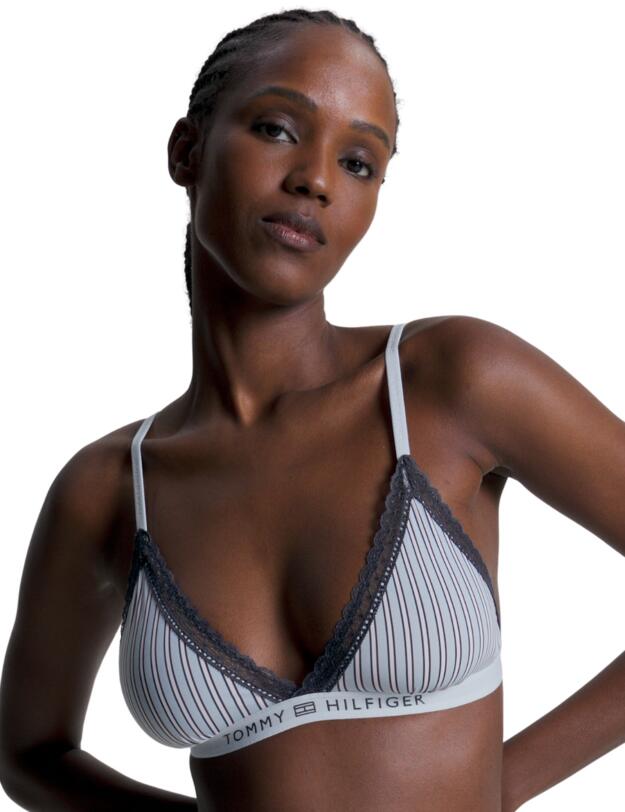 Tommy Hilfiger Unlined Triangle Bra Wuw/wlw Nola Stripe Blue
