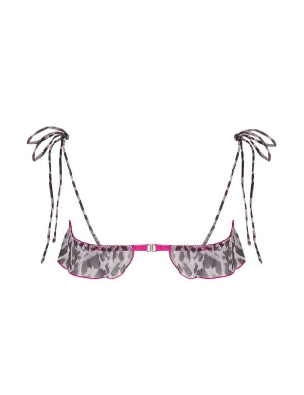 Muse by Coco de Mer FiFi Bandeau Bra Grey Leopard