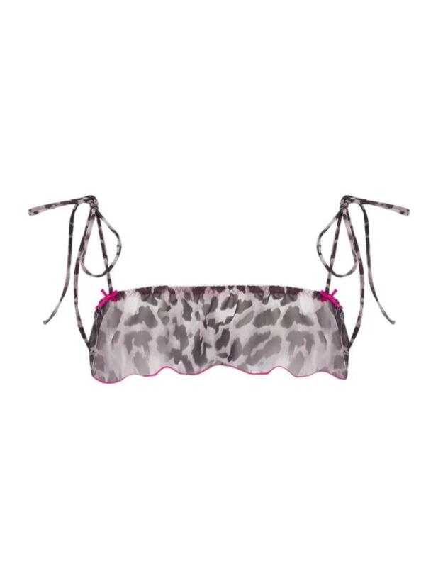 Muse by Coco de Mer FiFi Bandeau Bra Grey Leopard