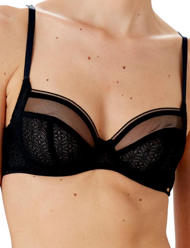 Pretty Polly Delicate Lace Underwired Balcony Bra Black