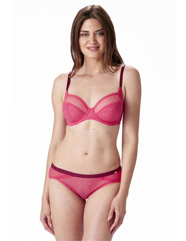 Pretty Polly Delicate Lace Underwired Balcony Bra Watermelon