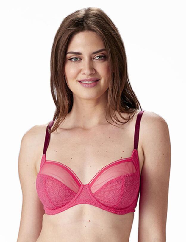 Pretty Polly Delicate Lace Underwired Balcony Bra Watermelon