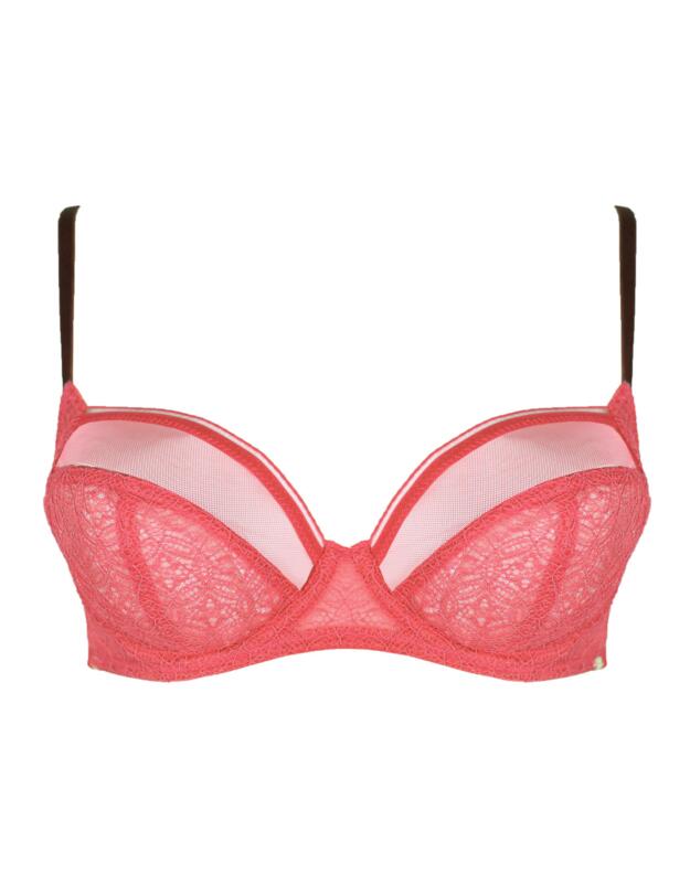 Pretty Polly Delicate Lace Underwired Balcony Bra Watermelon