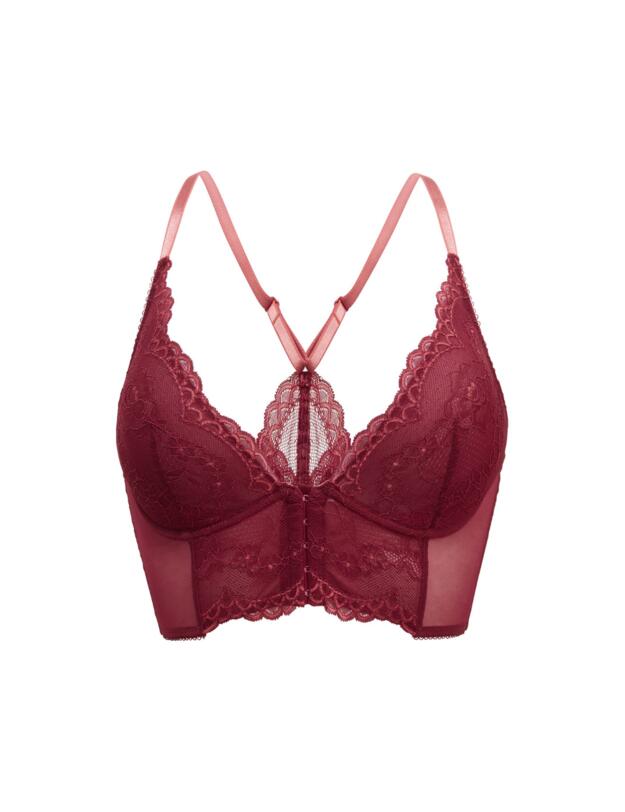 Gossard Superboost Lace Deep V Bralette Bra Cranberry/Raspberry Sorbet
