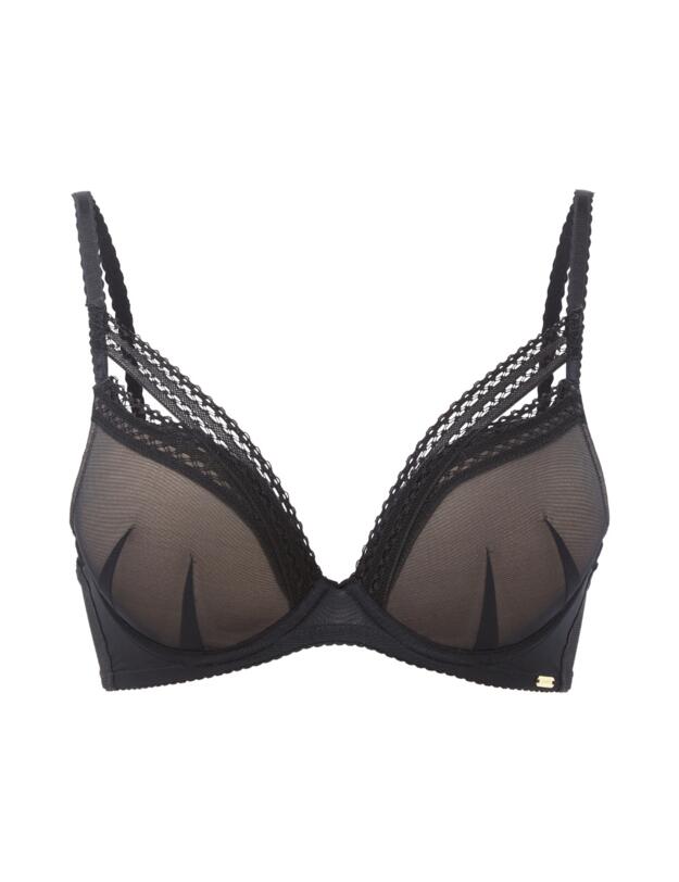 Gossard Sheer Seduction Padded Plunge Bra Black 