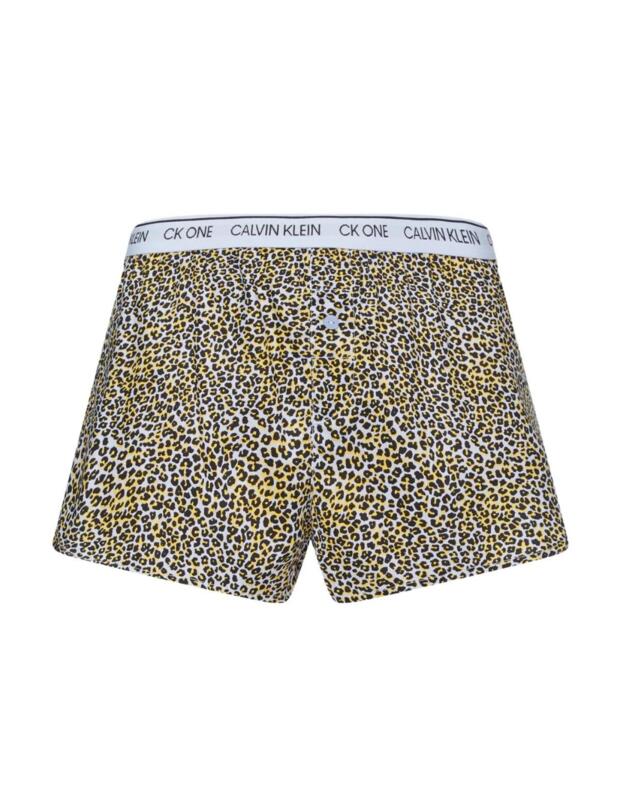 Calvin Klein CK One Woven Cotton Sleep Short Mini Cheetah Print/River
