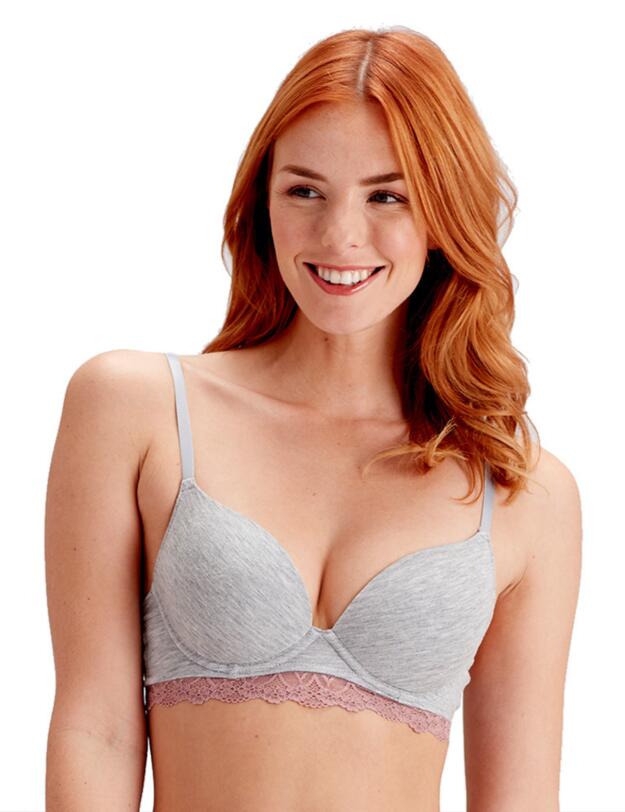 Pretty Polly Casual Comfort Moulded T-Shirt Bra Grey Marl/Sugar Plum