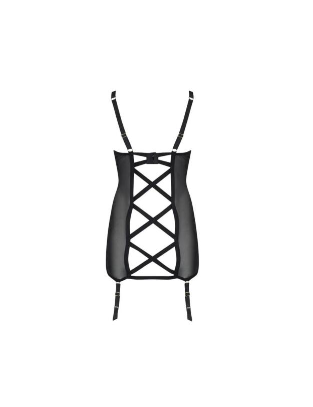 Pour Moi Intense Open Back Cami Suspender Dress Black