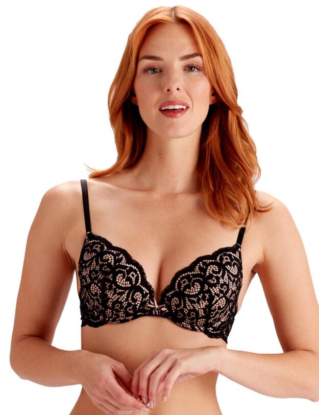 Pretty Polly Amy Padded Plunge Bra Black/Pink