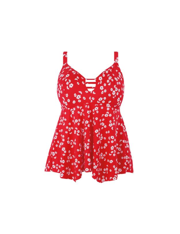 Elomi Plain Sailing Tankini Top Red Floral
