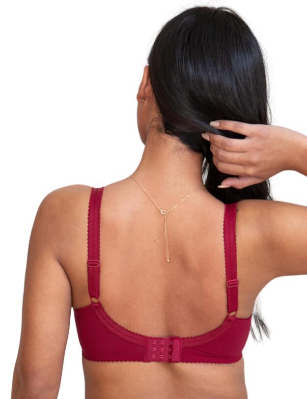 Pour Moi Sofia Lace Embroidered Side Support Bra Red