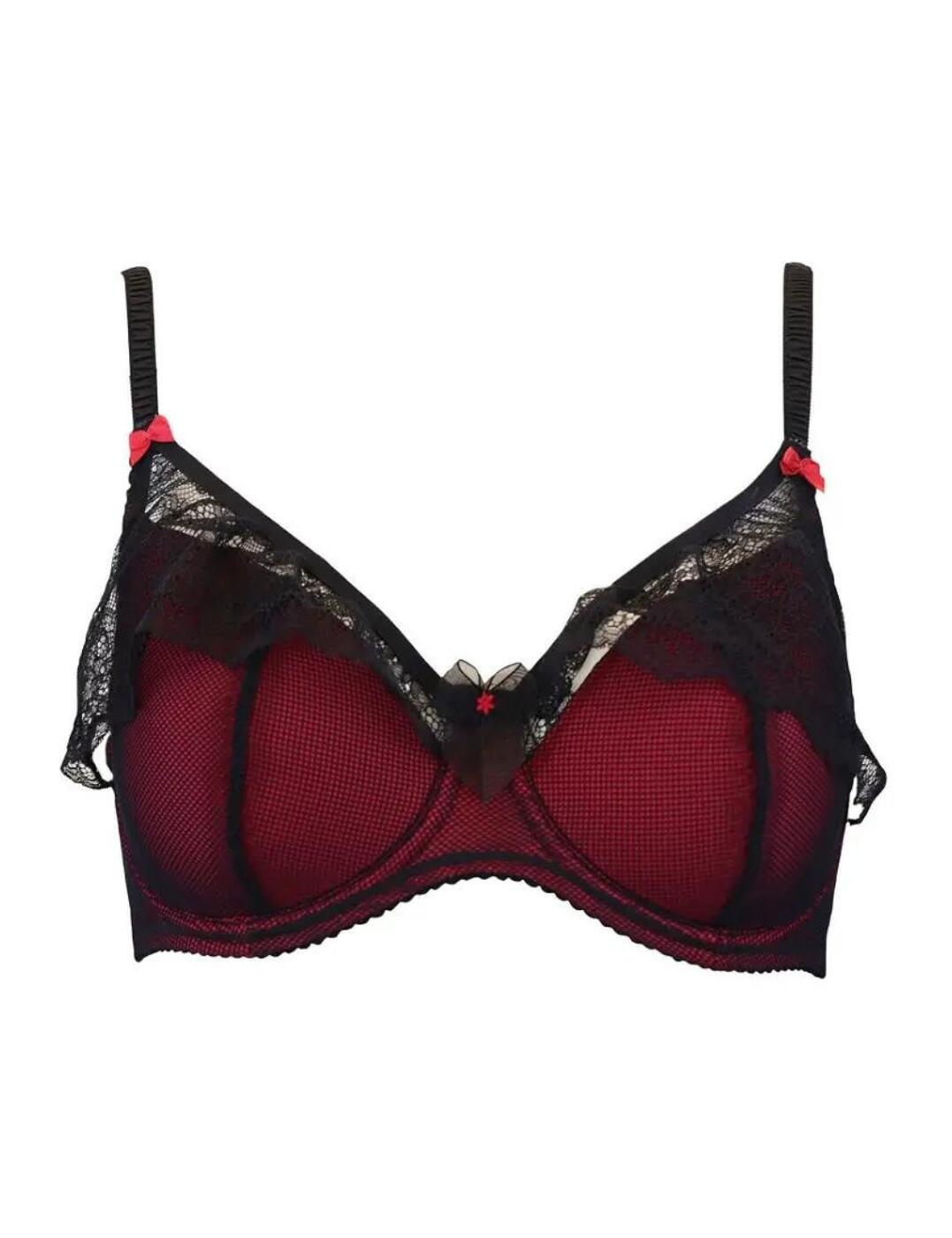 Pour Moi Frill Me Half Cup Bra Black/Red