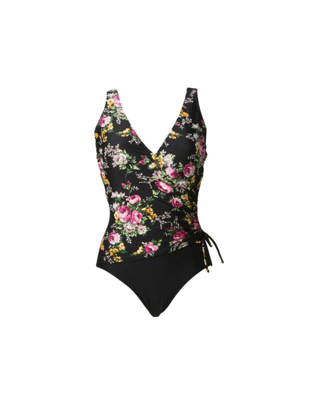 Pour Moi? Flowers Wrapover Swimsuit Black/Multi