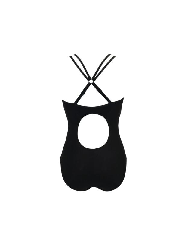 Pour Moi Energy Double Strap Racerback Mesh Swimsuit Black