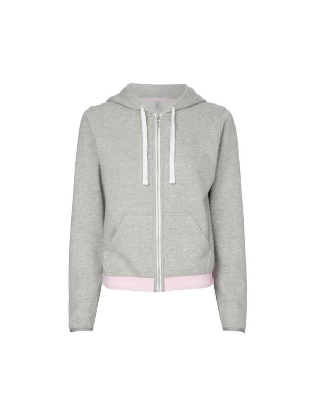 Calvin Klein Modern Cotton Lounge Zip Up Hoodie Grey Heather/Purple Orchid