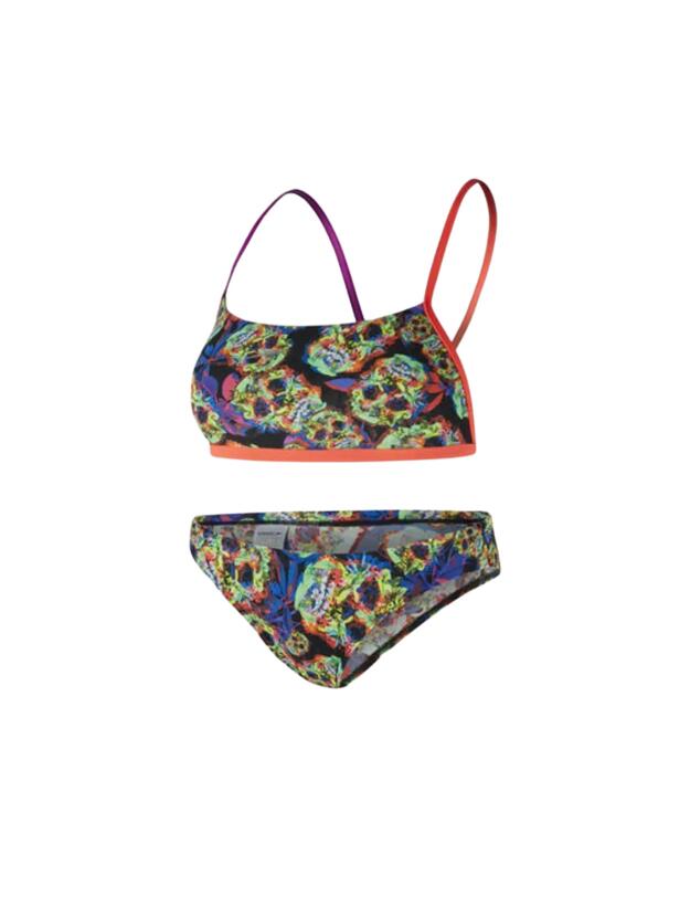 Speedo Flipturns Two Piece Crossback Swimsuit Black/Red