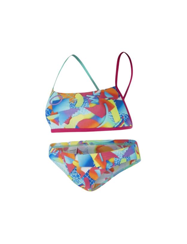 Speedo Flipturns Two Piece Crossback Swimsuit Pink/Green