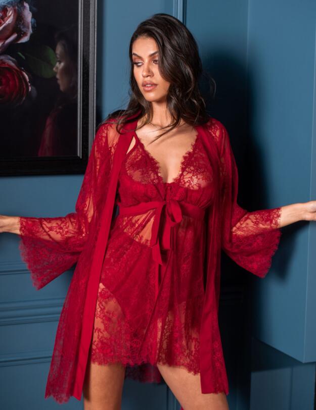 Pour Moi For Your Eyes Only Lace Babydoll Red 