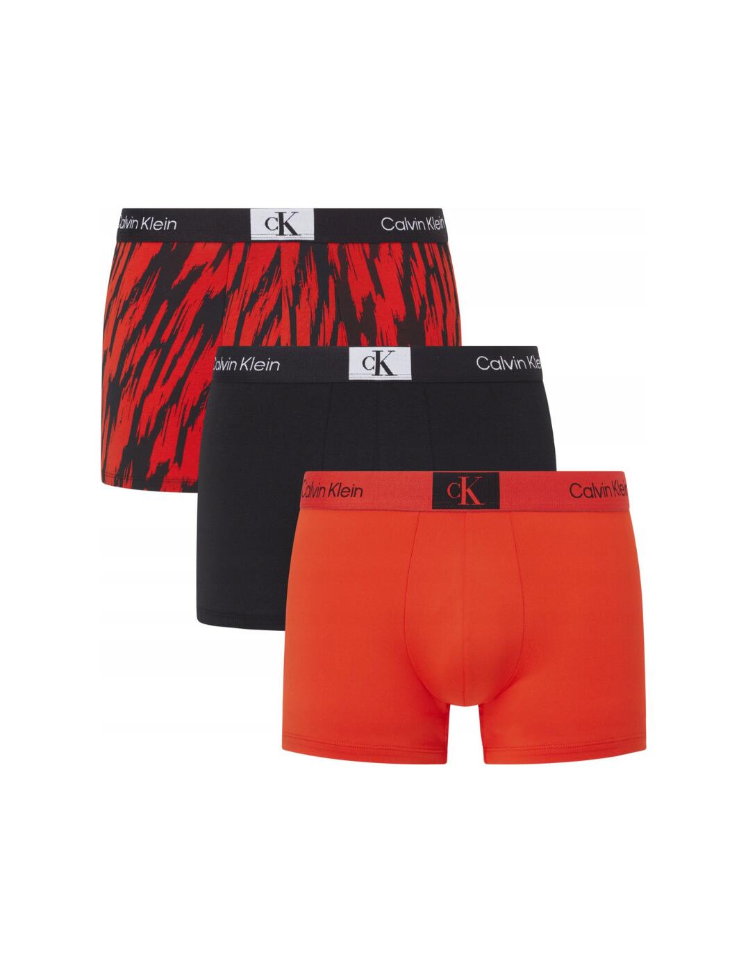 Calvin Klein Mens CK96 3 Pack Trunks Tiger Stripe/Snake Print/Black