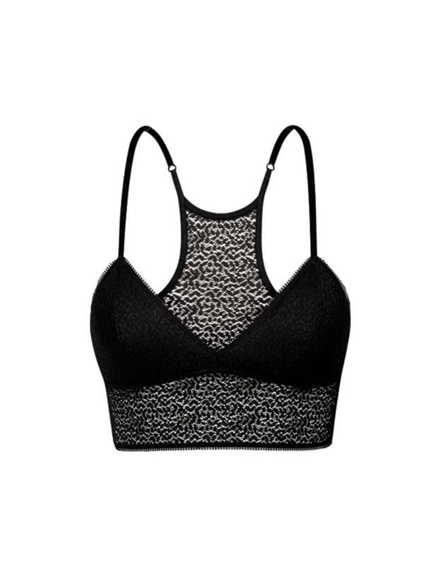 DKNY Modern Lace Longline Bralette Bra Top Black