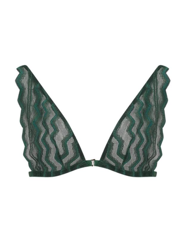 Muse By Coco De Mer Margot High Apex Triangle Bra Forest Green