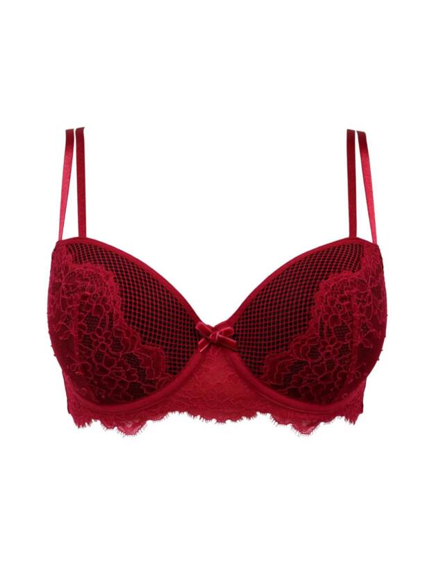 Pour Moi Dark romance Padded Bra Red/Black