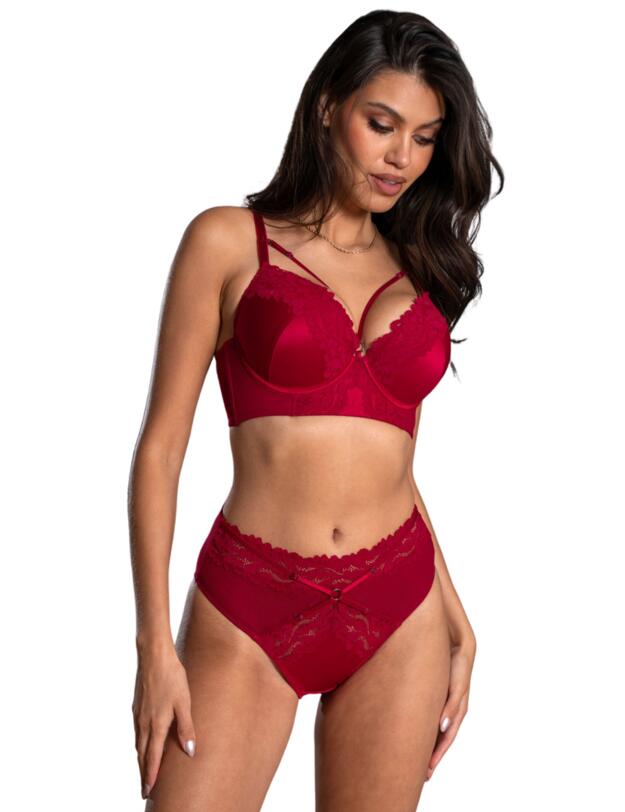Pour Moi Lavish Longline Padded Push Up Bra Red