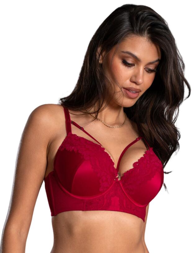 Pour Moi Lavish Longline Padded Push Up Bra Red