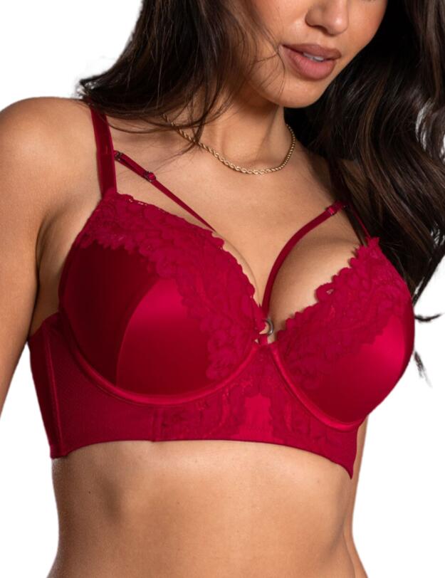 Pour Moi Lavish Longline Padded Push Up Bra Red