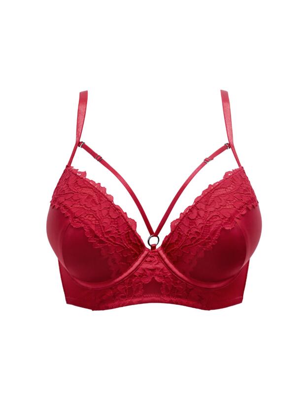 Pour Moi Lavish Longline Padded Push Up Bra Red
