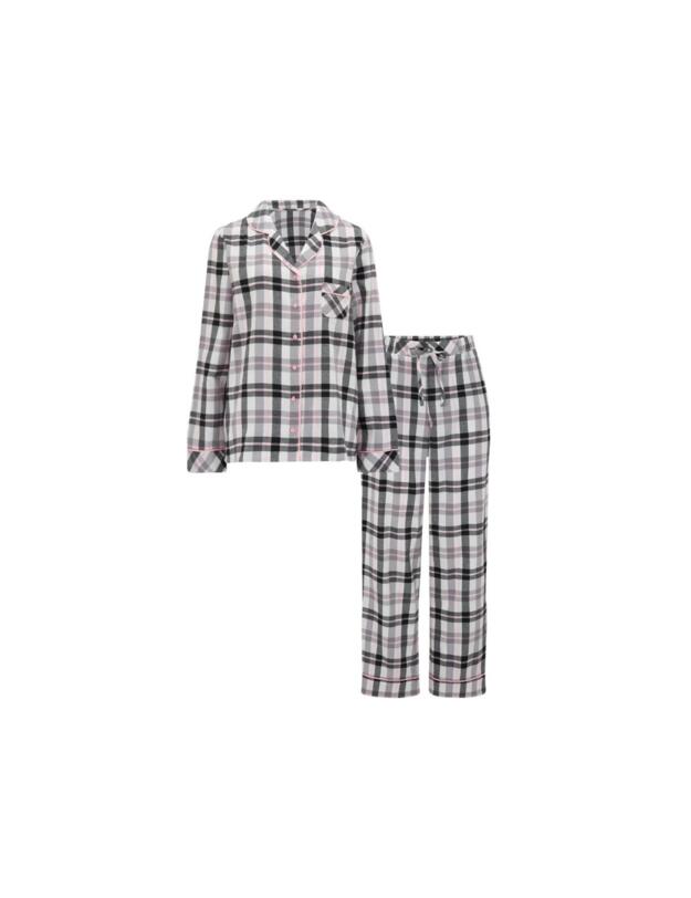 Pour Moi Cosy Check Pyjama Set Black/Ivory