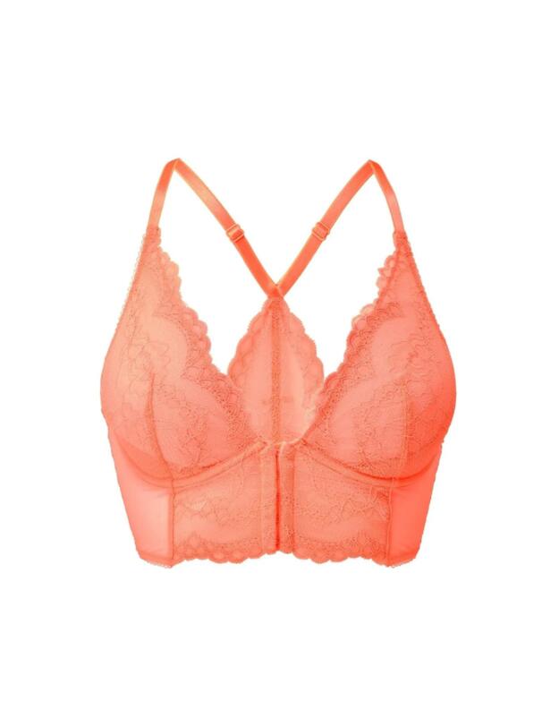 Gossard Superboost Lace Deep V Bralette in Neon Coral