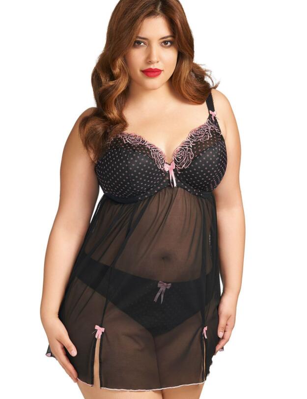 8171 Elomi Betty Babydoll Nightdress Black  - 8171 Babydoll