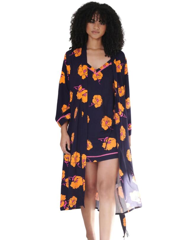Pour Moi Luxe Woven Twill Secret Support Chemise  Navy/Orange Floral