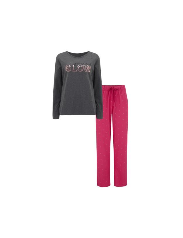 Pour Moi Get Up and Glow Pyjama Set Charcoal/Raspberry