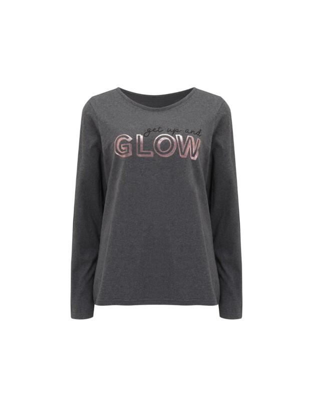 Pour Moi Get Up and Glow Pyjama Set Charcoal/Raspberry