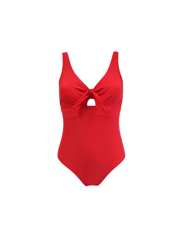 Pour Moi Bow Front Control Swimsuit Red